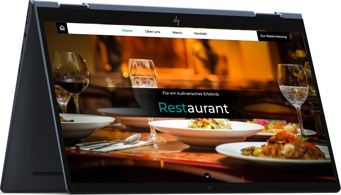 An elitebook displaying a WebUp restaurant layout